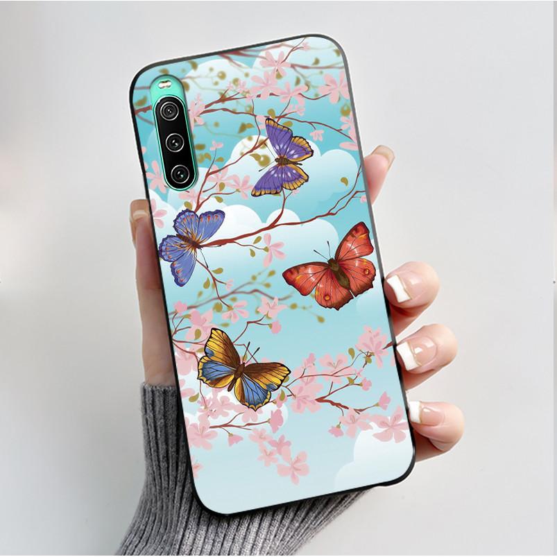 For Sony Xperia 10 VI V IV III II Case Luxury Fashion Butterfly Flowers Soft Black TPU Cover Ultrathin Shockproof Shell Fundas