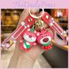 Adorable Strawberry Bear Keychain Cute Cartoon Resin Keyring Accessory For Car And Bags
