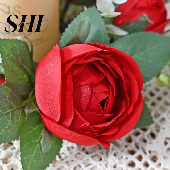 Artificial Wreath 2Pcs Candlestick Garland Lifelike Candle Holder Realistic Flower Home Decor Long-lasting for Party Decoration High-quality