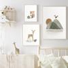 Олень, лиса, кролик, медведь, лесная детская настенная живопись, холст, картина, скандинавские постеры, настенные картины в стиле бохо для декора детской комнаты