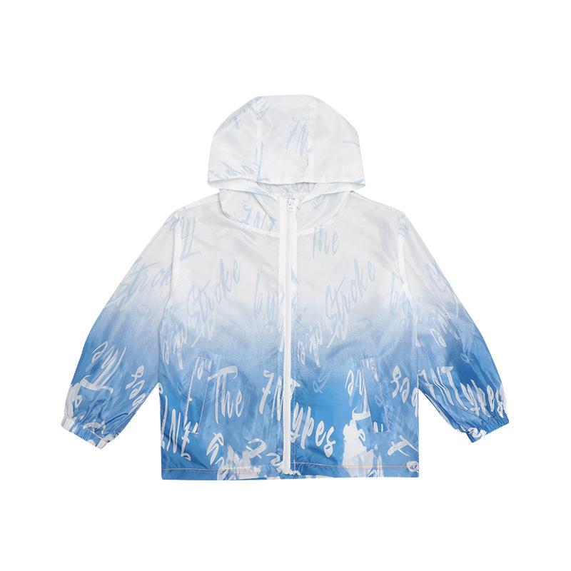 Летняя детская спортивная солнцезащитная одежда с капюшоном, уличная солнцезащитная одежда с длинными рукавами и принтом для мальчиков, куртка