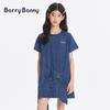 Girls' Denim Dress 2025 Summer New Butterfly Bow Skirt Design Sense Short Skirt
