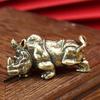 Pure Copper Rhinoceros Ornament: Creative Brass Craftwork for Home or Office Decor