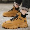 Autumn Men's Shoes High-top Martin Boots Men's Tooling Shoes Trendy Versatile Platform British Style Retro Hiking Shoes Short Boots