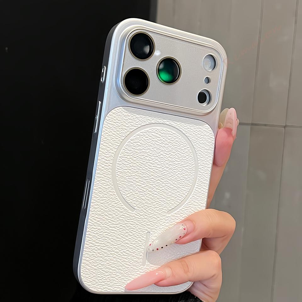 Магнитный Официальный Чехол из ПУ Кожи для Телефона Для Для Iphone 17 13 14 1 16 Pro Max Air Беспроводная Зарядка Ударопрочный Защитный Чехол