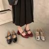 Fashion Woman Ballet Mary Jane Shoes 2025 Summer Female Retro Square Toe Bowknot High Heels Comfortable Leather Dress Women Leisure Shoe
