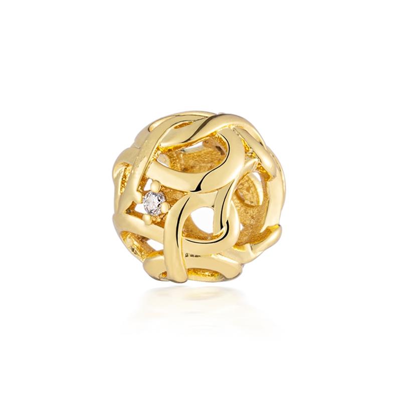 Sparking Gold Heart Clip Family Tree Dangle Charm Beads Fit Snake Silver Bracelet Necklace Beads For Diy Jewelry Women Gift