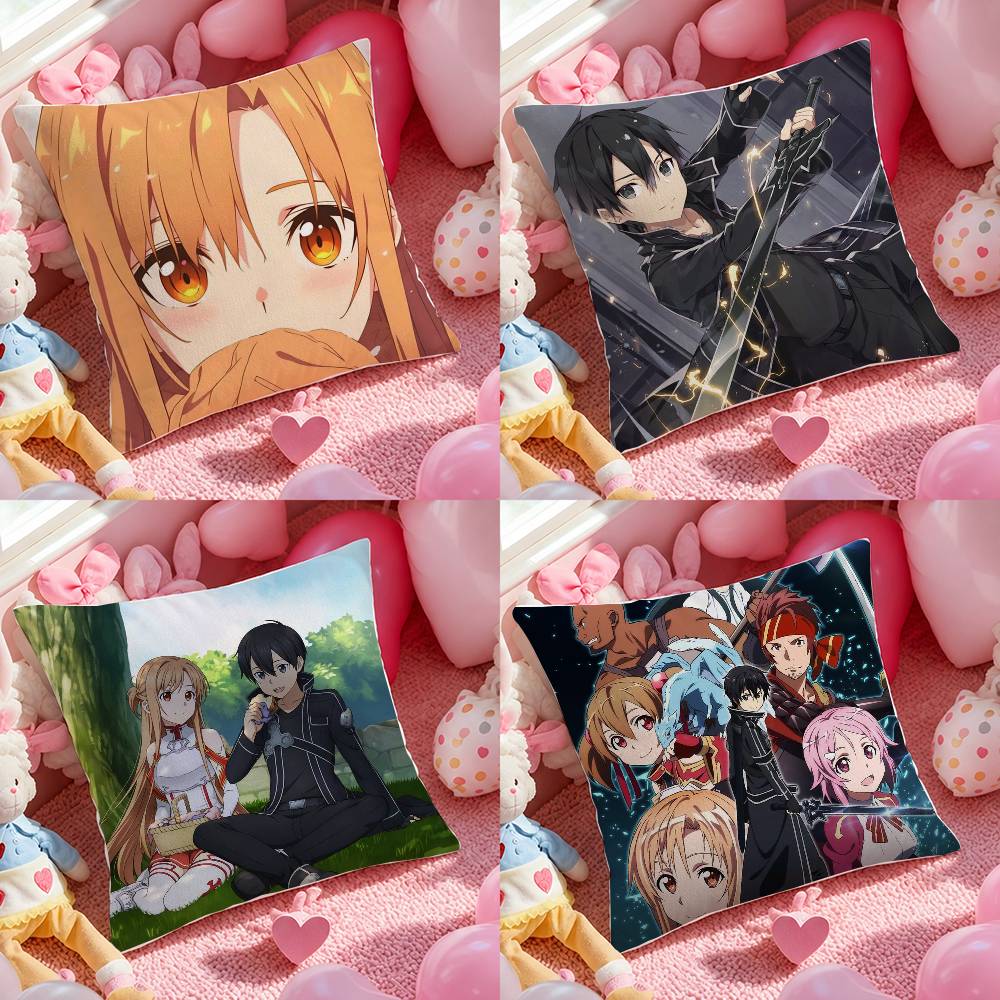 Sword Art Online Alicization Arc Anime Plush Pillow Cover Soft Short Plush Cushion Cover For Sofa Bedroom Home Decor Gift