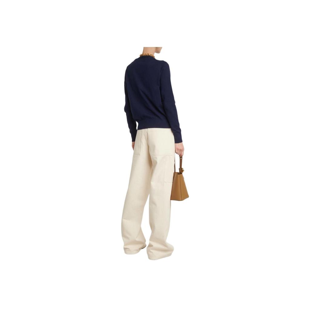 Polo Ralph Lauren FW22 Однотонный вязаный кардиган с вышивкой зебры Женские кардиганы Темно-синий WMPOSWENDW20110-400
