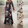 LYRIA Christmas Theme Long Sleeve Round Neck Dress Elegant Commute Style Polyester Fabric Printed Pattern Color Block Autumn Winter