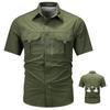 Летняя мужская рубашка с коротким рукавом, мужская дышащая тактическая рабочая рубашка, повседневная, для активного отдыха, быстросохнущая, с несколькими карманами, для кемпинга, карго