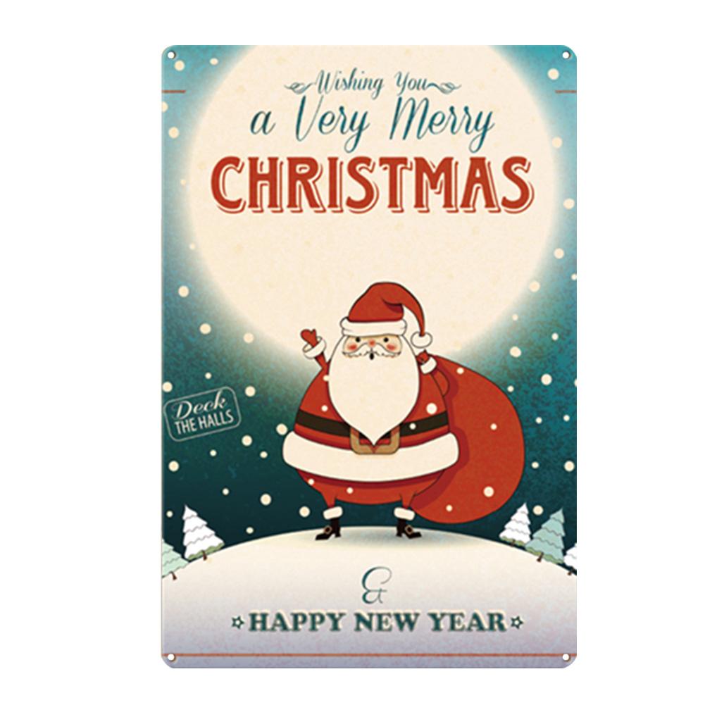 С Рождеством металлическая жестяная вывеска доска Санта-Клаус плакаты Новый год железная живопись домашний бар кафе паб украшения настенные художественные тарелки