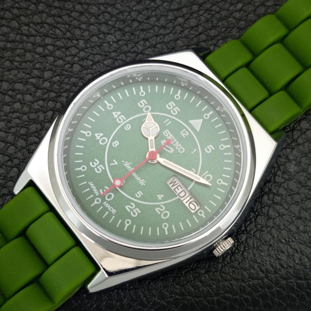 ОТРЕМОНТИРОВАННЫЕ МУЖСКИЕ ВИНТАЖНЫЕ ЗЕЛЕНЫЕ ЧАСЫ SEIKO 5 AUTOMATIC 6309A JAPAN a442189-4