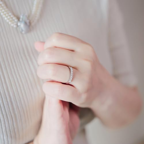 [Takeda Jewelry] Элегантное полуобручальное кольцо с семью муассанитами по 0,56 карата, шириной 2,5 мм, изготовлено из стерлингового серебра 925 пробы, идеально подходит для подарков и A