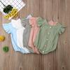Newborn Baby Girls Ruffles Solid Cotton Romper Outfits Clothes Tops
