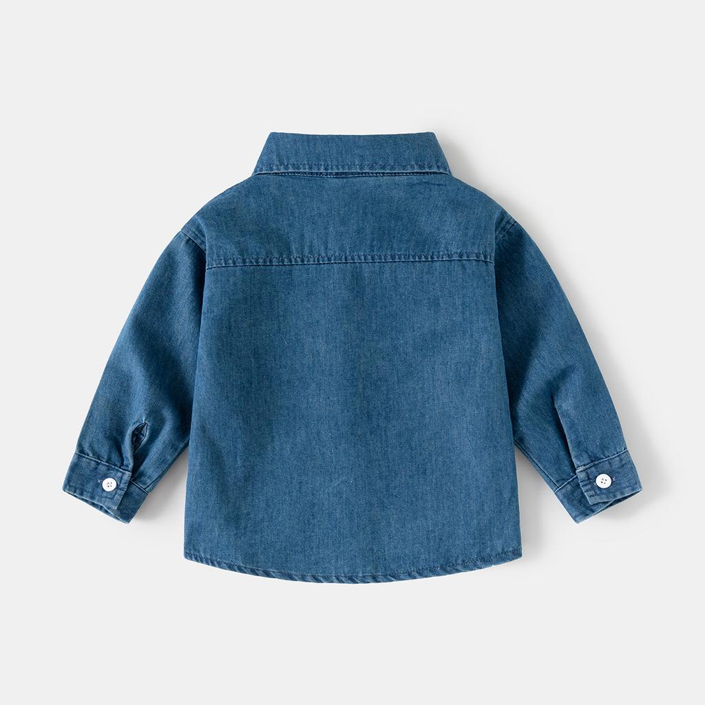 Мальчиковая джинсовая рубашка 2025 осень новая весна и осень детская рубашка с длинным рукавом корейская версия детского топа