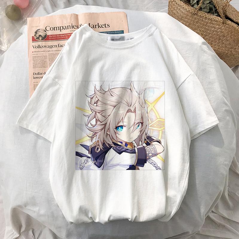 Женская футболка Аниме Игры Genshin Impact Негабаритная футболка Kawaii Графические футболки с короткими рукавами Унисекс Harajuku Одежда Топы Футболка