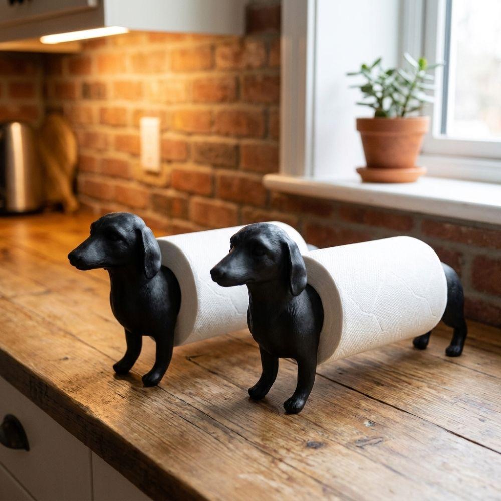 Functional Dachshund Paper Towel Holder 3D Printed Animal Shape Roll Holder Kitchen Countertop