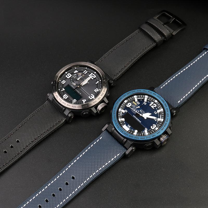 Нейлоновый ремешок для часов с резиновым низом для серии Casio PROTREK PRG-600YB PRG-650 PRW-6600, парусиновый силиконовый ремешок для часов, спортивный ремешок 24 мм