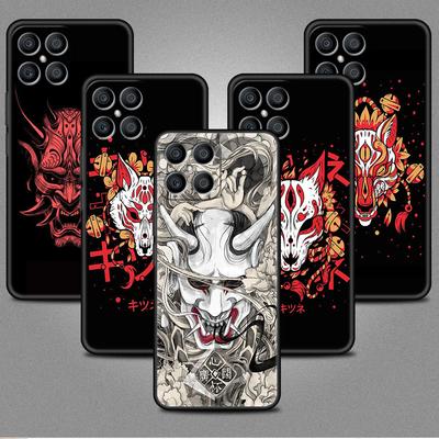 Чехол с маской самурая Они для Huawei Honor X8 X9 P50 X7 50 20 8X Play 9A P40 P30 Lite P Smart 2021, черный чехол для телефона
