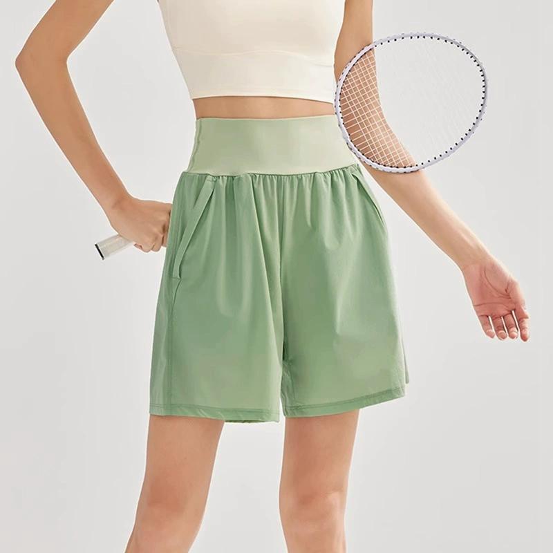 Женские спортивные шорты с высокой талией, свободные, дышащие, быстросохнущие, для фитнеса
