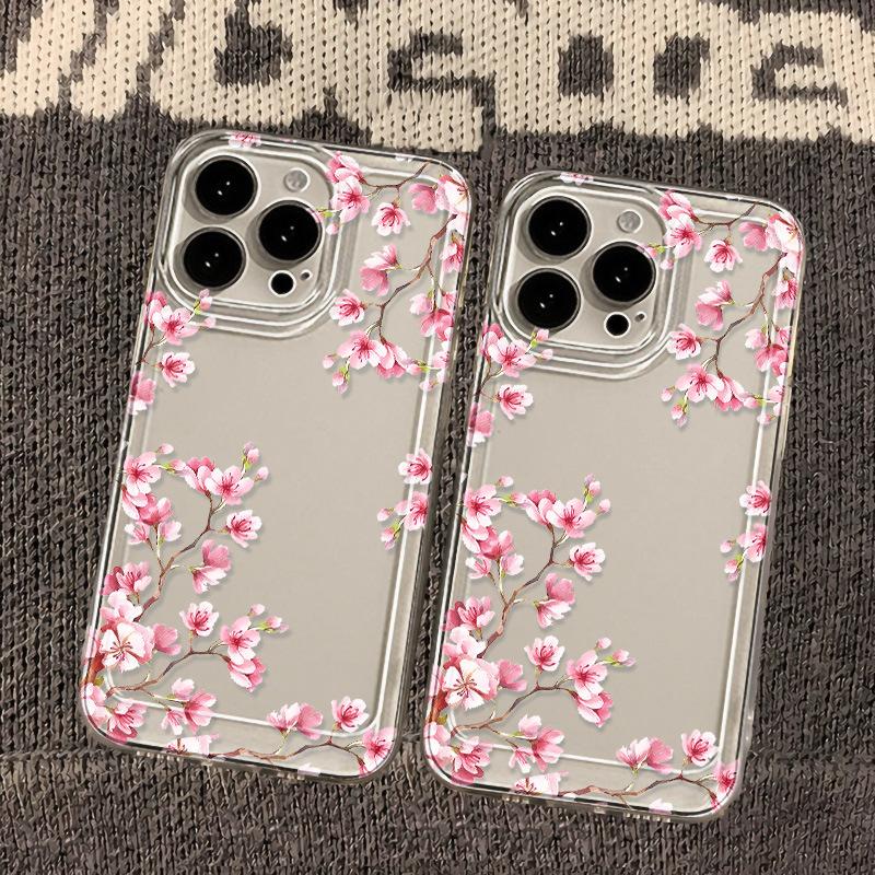 Прозрачный чехол для телефона Cherry Blossoms Flowers для iPhone 16 15 14 13 12 11 Pro Max X XR XS Max 7 8 Plus SE 2020, противоударный силиконовый чехол для телефона TPU