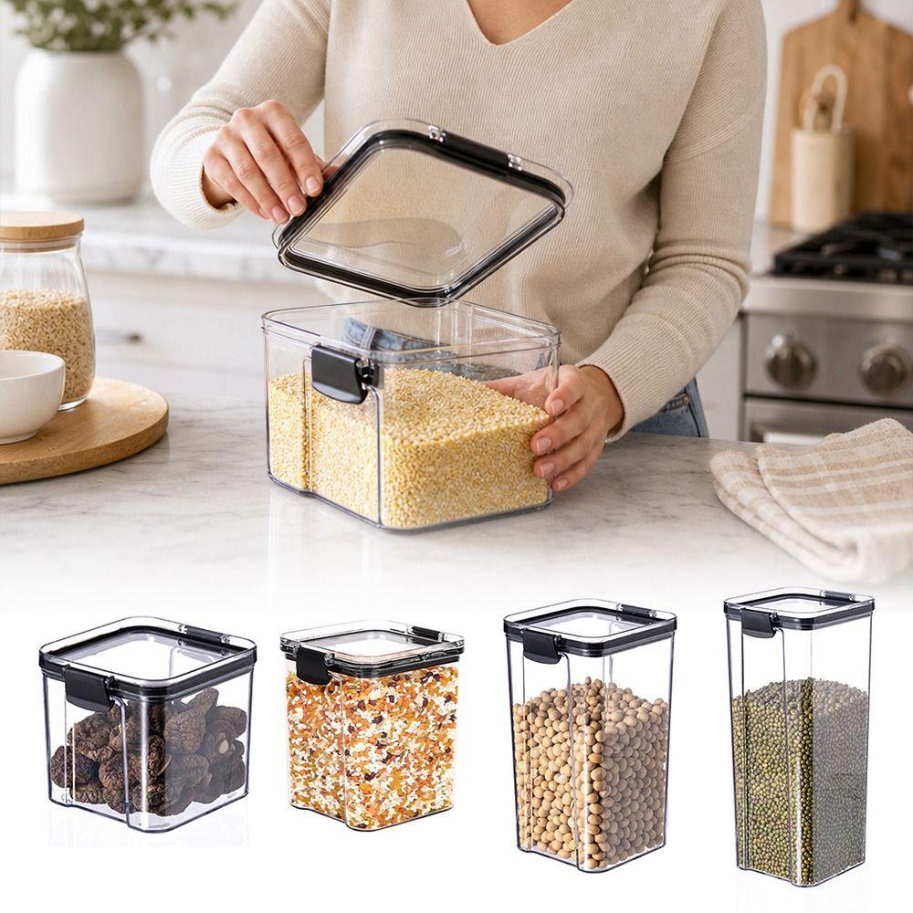 Sealed Lid Airtight Storage Container Transparent Cereal Storage Box Pantry Organizer
