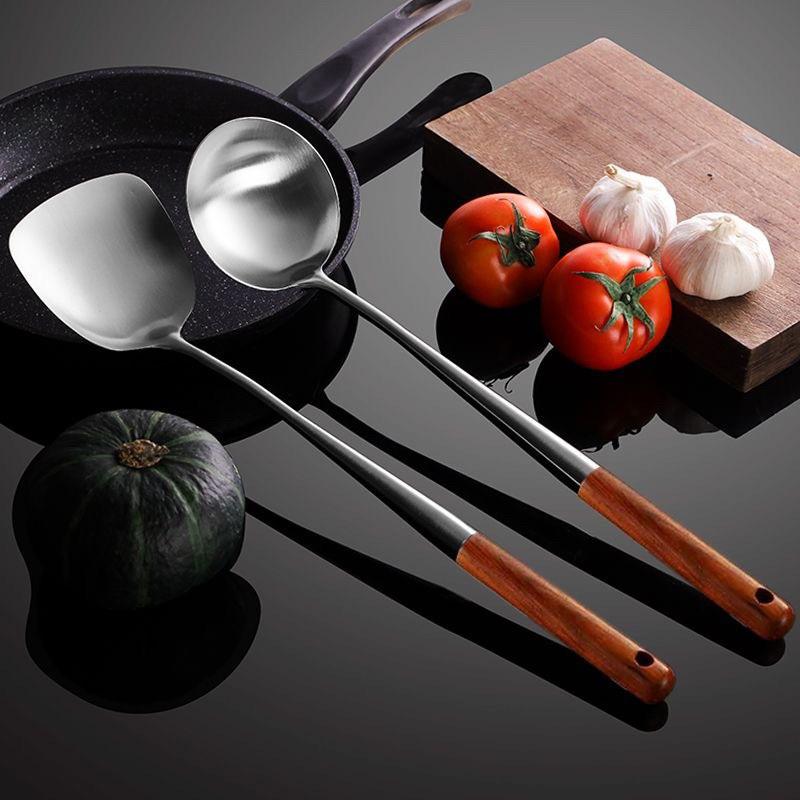 Кухонная утварь Лопатка для вока Железный и половник Инструмент Лопатка для нержавеющей стали Оборудование для приготовления пищи Кухонные принадлежности Основные принадлежности