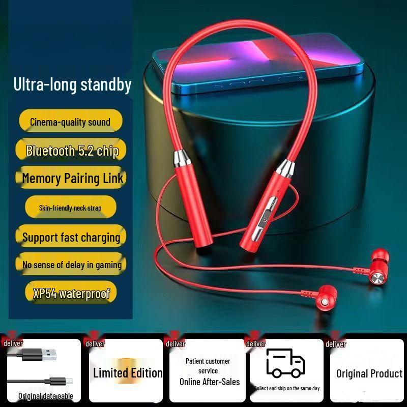 Беспроводные Bluetooth наушники с шейным ободом: Спортивные вкладыши, Двойной наушник, Шумоподавление, Долгое время работы от аккумулятора, Универсальная совместимость