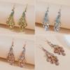 Chinese Retro Peacock Fan Crystal Earrings