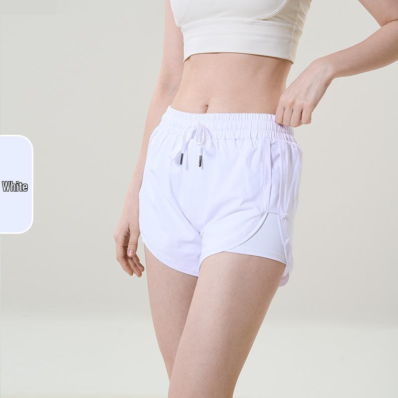 Women's Quick-Dry Two-Piece Yoga Shorts with Liner and Pockets