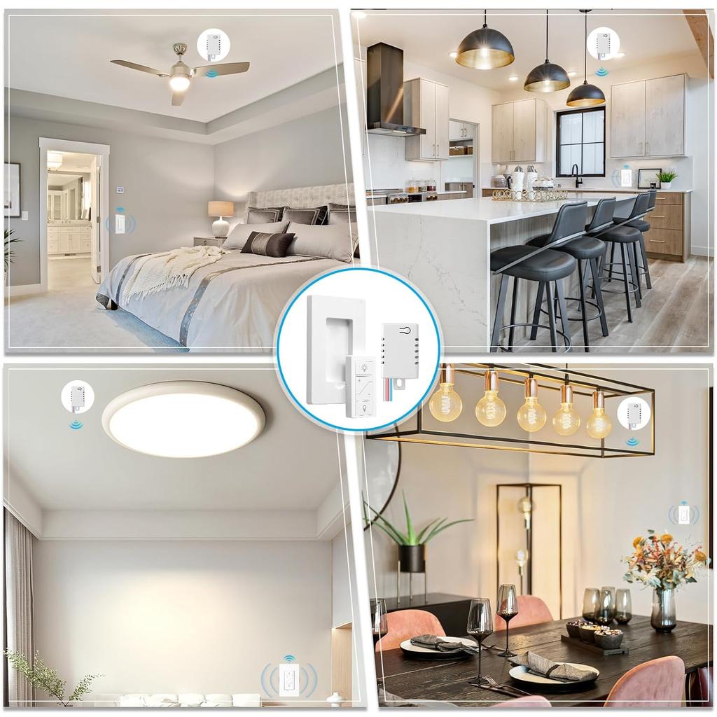 Беспроводной диммерный выключатель, комплект из 2 пультов и 2 приемников, совместим с голосовым управлением Alexa, однополюсный умный настенный выключатель для осветительного прибора