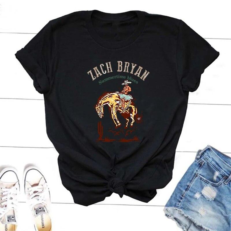 Футболки с рисунком Зака ​​Брайана, женские футболки унисекс с кантри-музыкой, летняя хлопковая футболка с круглым вырезом, ковбойская футболка в западном стиле, винтажная футболка унисекс с короткими рукавами