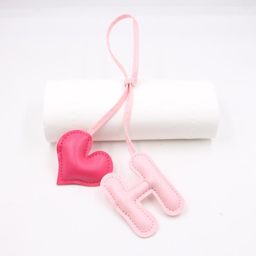 Color Blocking Letters Heart-shaped Leather Bags DIY Knotted Hanging Ropes Hanging Accessories Clothing Accessories Matching Hanging Ornaments