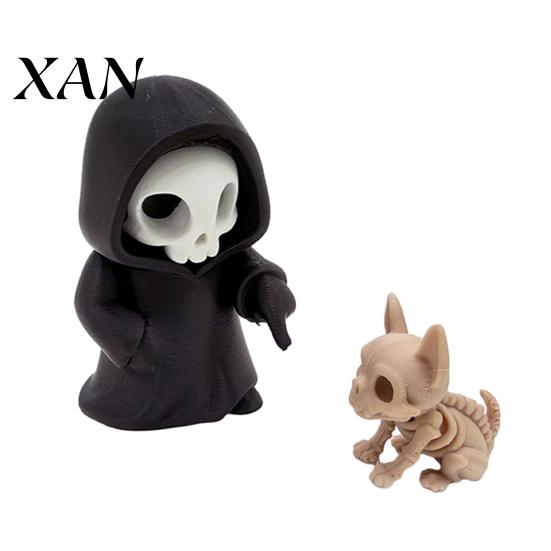Gothic Home Decor Mini Grim Reaper Statue, 3D Printed Halloween Skull Artistic Statue Figurine for Tabletop, Desk, Shelf