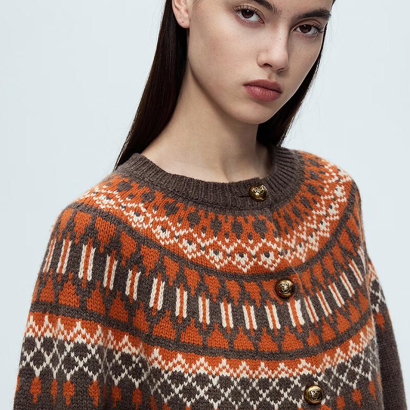 Шерстяной кардиган LANCY с блоками цвета в стиле Fair Isle
