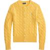 Polo Cable Knit Cotton Crew Neck Sweater Women Sweater Yellow 211971868-011