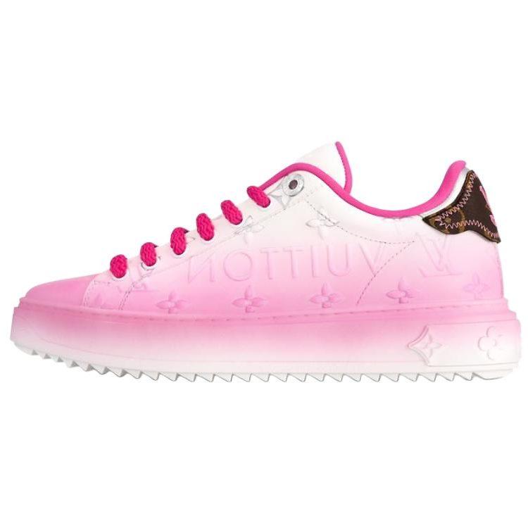 LOUIS VUITTON Time Out Cow Leather Low top Skateboard Shoes Women's Pink 1AD5KQ