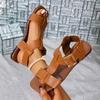 New Belt Buckle Flat Bottom Hollow Sandals Women's Style Wear Solid Color Beach Sandals