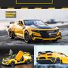 New 1/32 Camaro Toy Model Car Zinc Alloy Metal Die Casting with 4 Doors Opening Sound and Light Pull Back Car Suitable for Boys Gift Collection