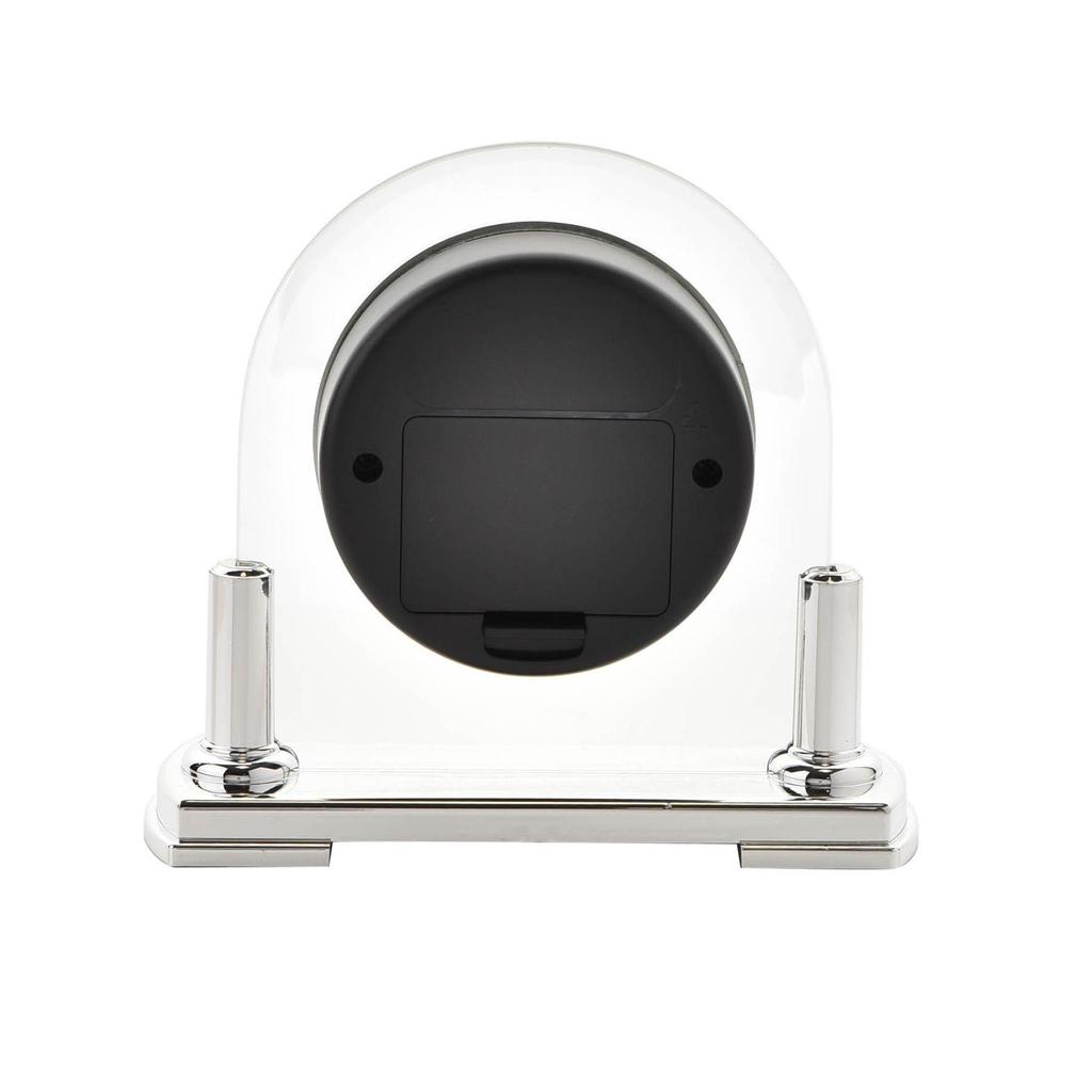 Wm.Widdop Glass Mantel Clock Silver Bezel & Stand