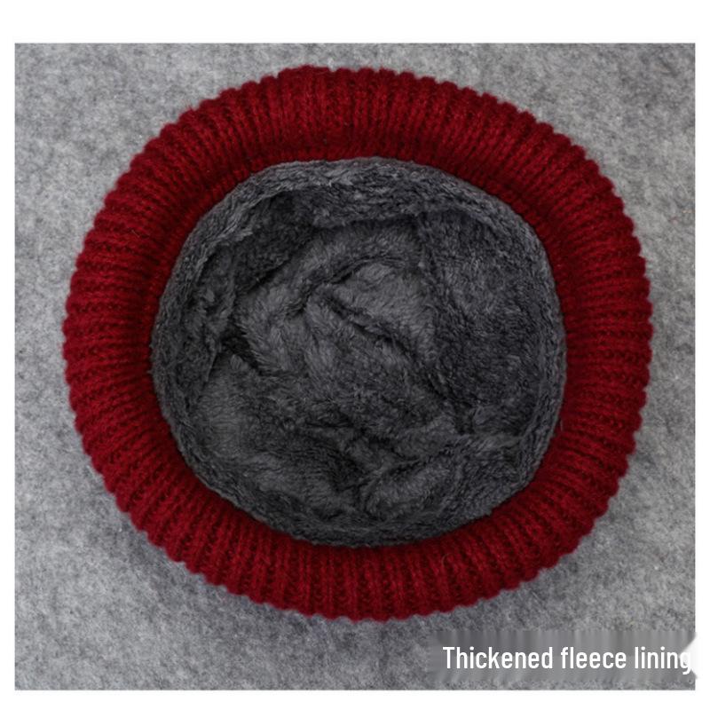 Winter Wool Knitted Hat and Scarf Set for Women - Fleece-Lined, Thick, Cold-Proof, Ear Protection.