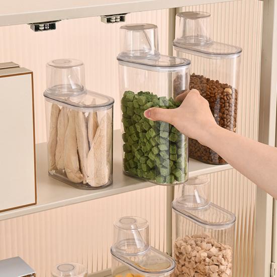 Sealed Food Storage Container Transparent Airtight Grain Canister Food Storage Bin with Pour Spout for Rice Beans Flour Snacks Kitchen
