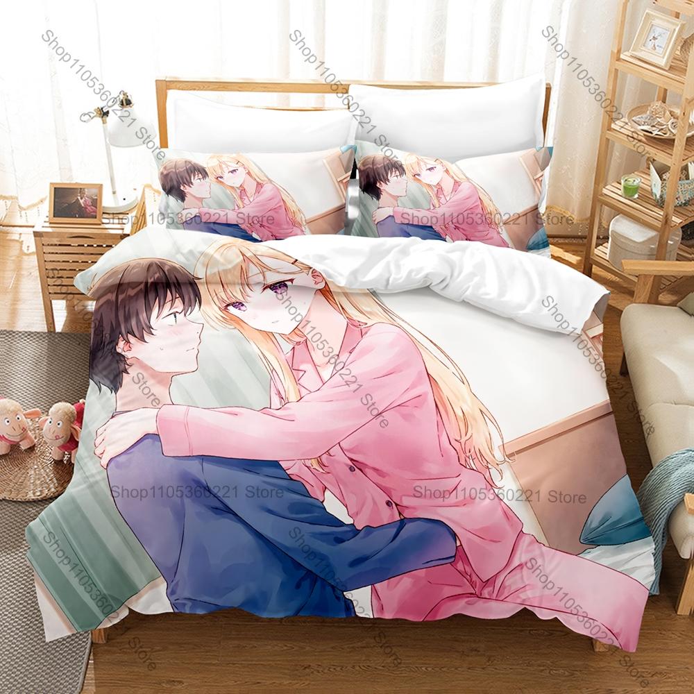 My Stepsister Daily Life Warm Town School Anime Bedding Set Duvet Cover + 2 Pillowcases Otaku Room Decor Days with My Stepsister