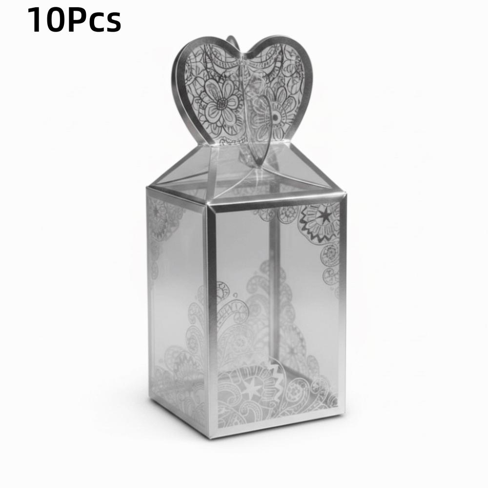 10 Pcs Gold Stamping Candy Boxes Transparent Wedding Favor Boxes Creative Gift Boxes