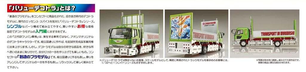 Aoshima Bunka Kyozai Value Decotora Series 54 Third Generation Waribashi Bojo Tonnage Plastic Model Kit Co., Ltd. 1/32 No. (Increased Flatbed)