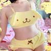 2 Pcs/Set Sleeveless Women Underwear Japanese Style Cozy Bow-knot Decor Set Short Top Sexy Stretchy