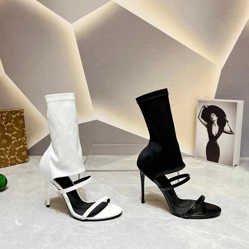 Autumn Fashion New Sexy Banquet Comfortable High Heels Pointed Toe Solid Color Hollow Sandals Zapatos Mujer