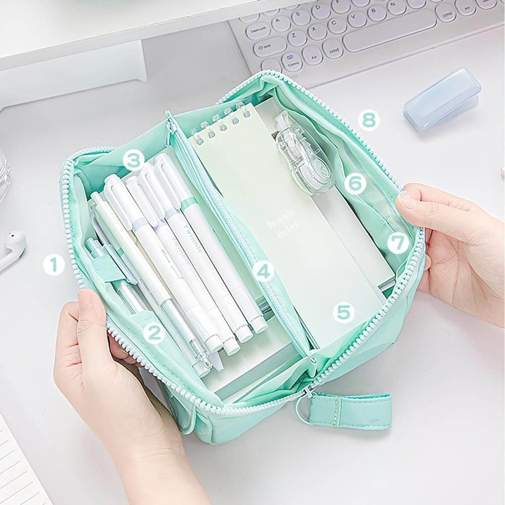 Пенал с призмой, сумка для ручек кремового цвета, большая вместимость, мягкий карманный чехол для хранения канцелярских принадлежностей