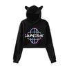 Women Sexy KPop Demon Hunters Print Cropped Sweatshirts Oversize Loose Harajuku Pullovers Korean Casual Tops